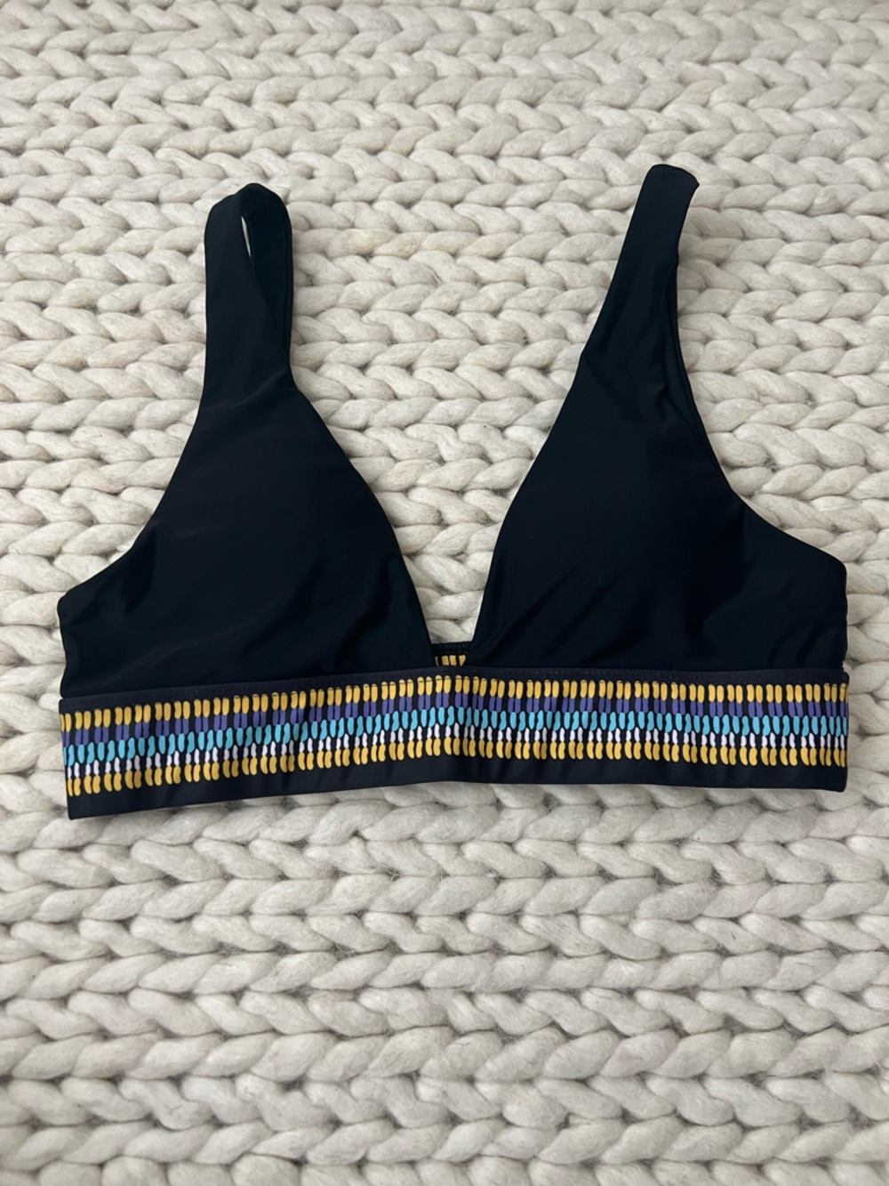 Black Bikini Top with Multicolor Band